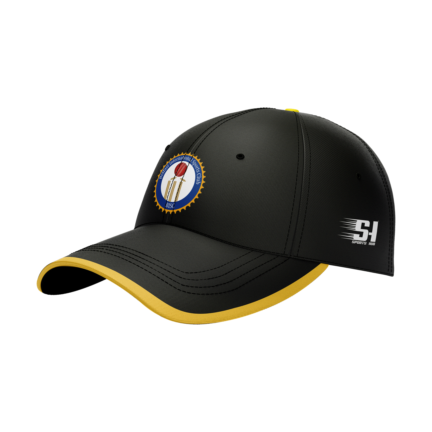BISC Club Range Playing Cap Belfast International Sports Club black cricket cap with embroidered crest